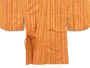 縞に幾何学模様織り出し手織り紬道中着